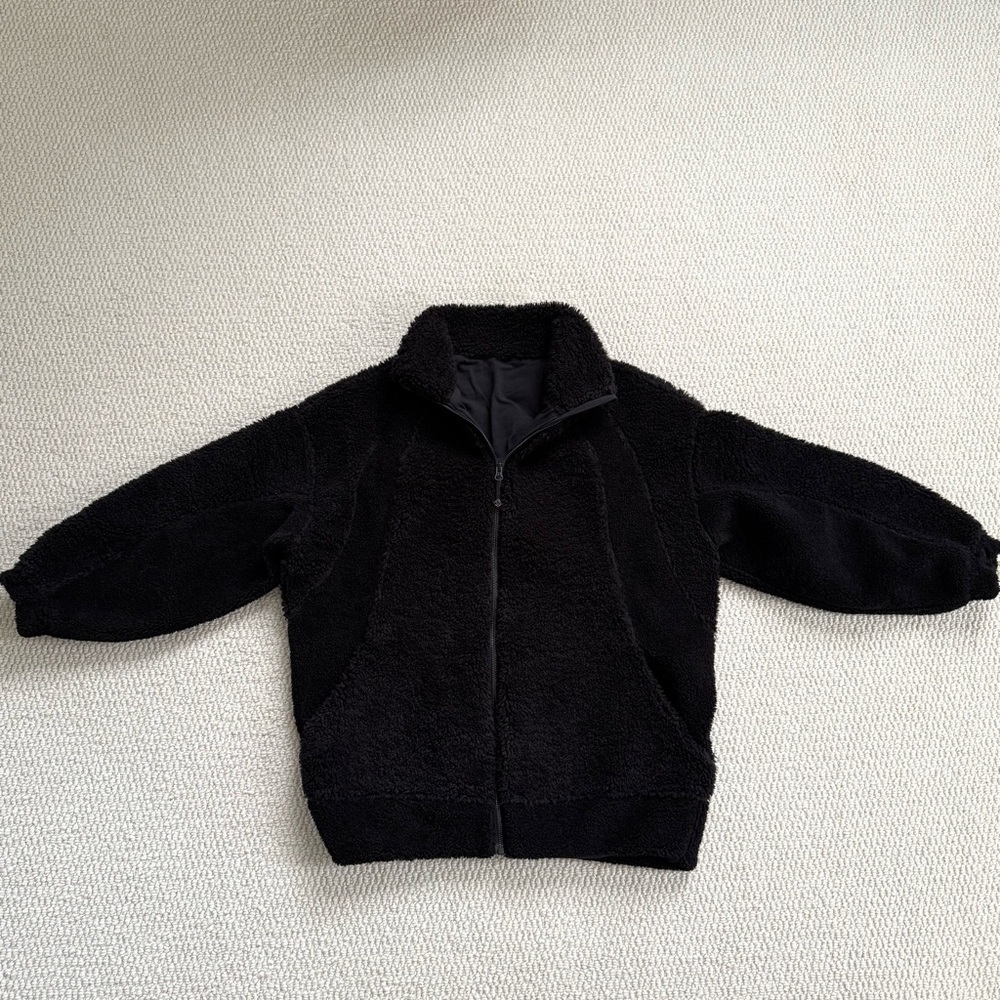 Lululemon Long Textured Fleece Jacket in Black Size 2 - Picture 7 of 10